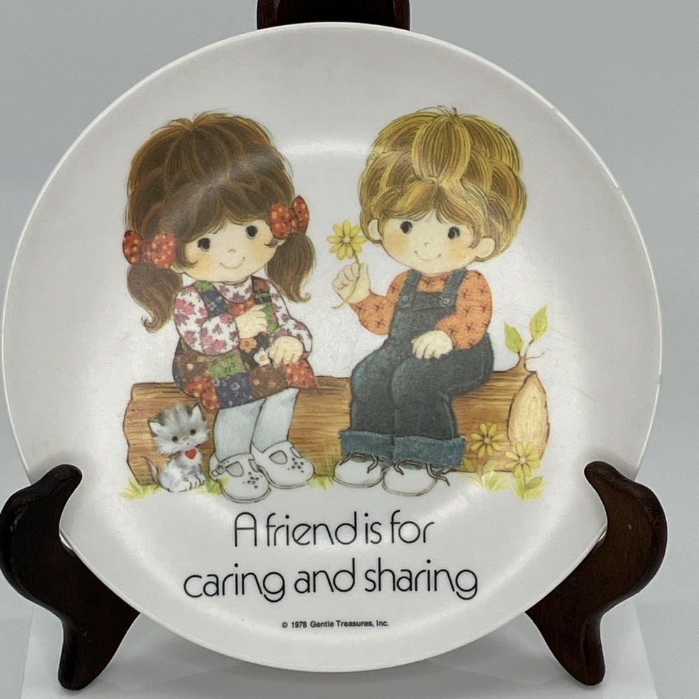 Vtg 70's Gentle Treasures Friendship Melamine Plate Kitschy Cottagecore